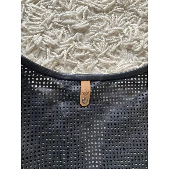 Mackage Blazer Jacket Black Large Zip Up Perforated Lamb Leather Trim